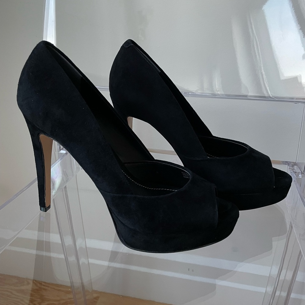 CHARLES by CHARLES DAVID Black Suede Platform Heels